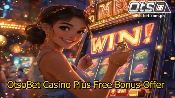 a woman holding a card in front of a casino